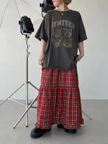 apres jour mignon 체크 볼륨 캉캉 스커트