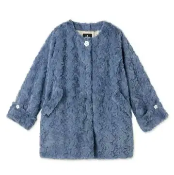 MARY QUANT 퍼 크리스탈 데이지 롱 코트