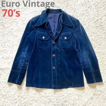 레어 [ 70s ] 유로 빈티지 코듀로이 코트 인디고