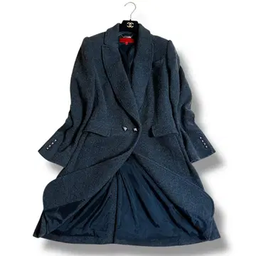 Les Copains 캐시미어 100% 체스터 코트 그레이 스터드