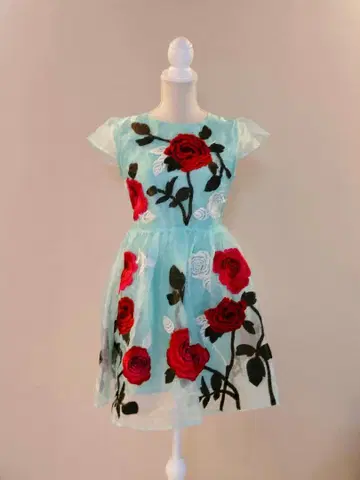 [택 포함 새상품] 장미 로즈 오간자 원피스