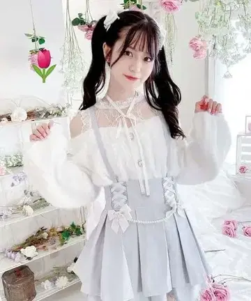 MARS (아리스짱 콜라보) 버튼 어깨 트임 샤기 니트 size-F