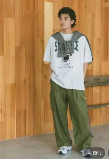 RAGEBLUE 빈티지라이크 백새틴 카고 팬츠