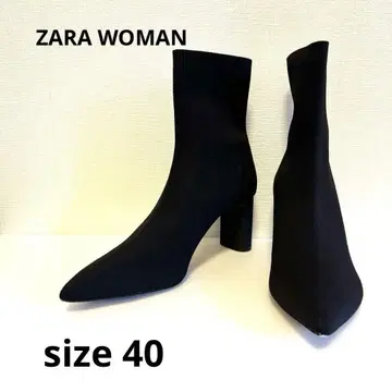 ZARA WOMAN 블랙 니트 스틸레토 부츠