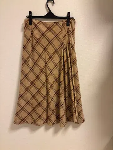 Gabardine K.T 체크 플레어 롱 스커트