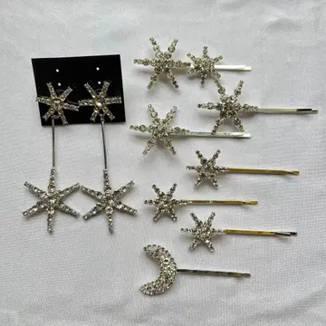 스타 귀걸이 헤어핀 세트