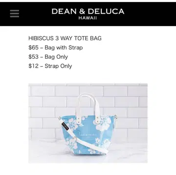 DEAN & DELUCA HIBISCUS 3 WAY TOTE BAG