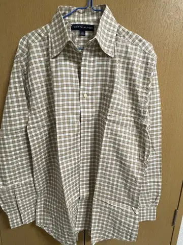 TOMMY HILFIGER 베이지 계열 체크 긴팔 셔츠 S/P