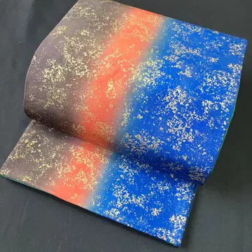 전통 후쿠로 오비 캐주얼 오비 새상품급 장척 오시마 명주 금채