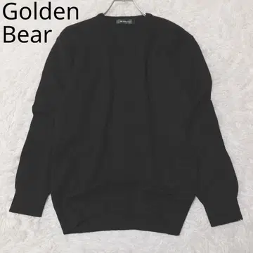 골든베어 크루넥 니트 로고 무지 캐주얼 심플 블랙
