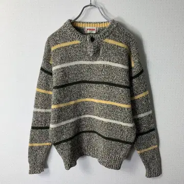 90s McGREGOR 헨리넥 니트 스웨터 L 울 보더