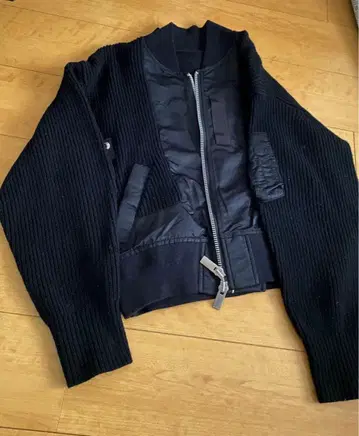 니트 x 나일론 절개 블루종 / 집업 /