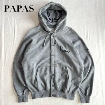 PAPAS 파파스 풀 버튼 후드 맨투맨 M 일본제 빅 로고
