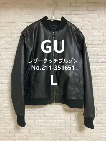 GU 레더 터치 블루종 L 사이즈 블랙