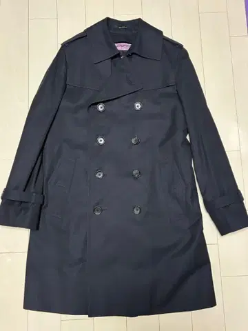 새상품급 SANYO 100년 코트 더블 트렌치코트 다크 네이비 M 사이즈