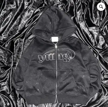 Universal logo rhinestone zip hoodie