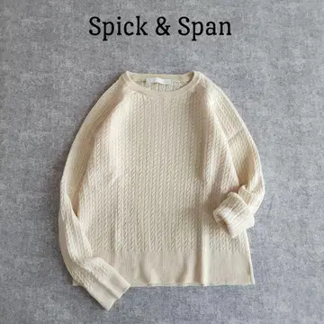 스픽 앤 스팬 긴팔 리브 니트 크루넥 베이지 프리 사이즈