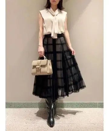 SNIDEL 플로키 체크 샤샤 스커트 2023 A/W