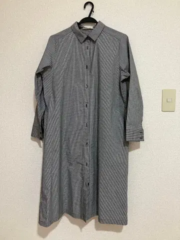 애플하우스 블랙 깅엄 체크 패턴 셔츠 원피스