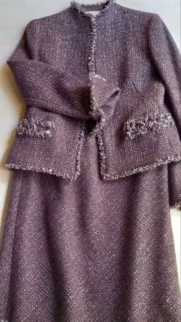 브라운 트위드 정장 세트 사이즈 M 9호 송년회 새상품