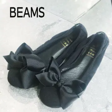 새상품급 BEAMS 빔즈 플랫슈즈 발레 슈즈 리본 23.5