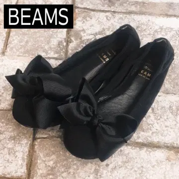 새상품급 BEAMS 빔즈 플랫슈즈 발레 슈즈 리본 23.5