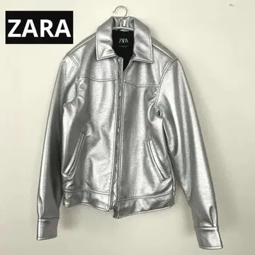 남성용 ZARA 자라 실버 라이더 자켓 페이크 가죽 자켓