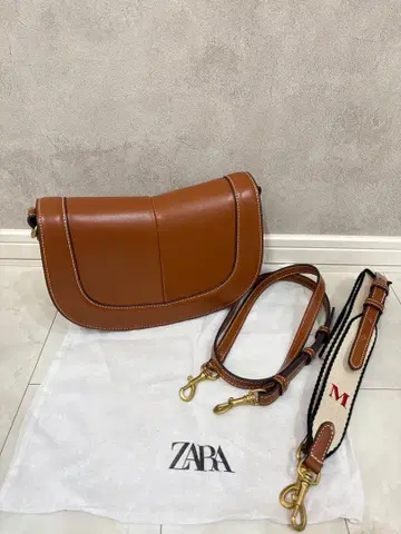 ZARA 여성용 탑 스티치 크로스 바디백 숄더백 브라운