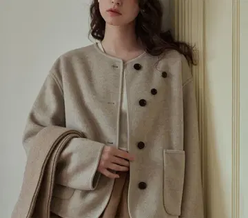 새상품급 eggka 노카라 울 블렌드 자켓 숏 기장