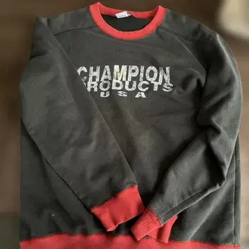 Champion 프린트 로고 트레이닝복 블랙/레드