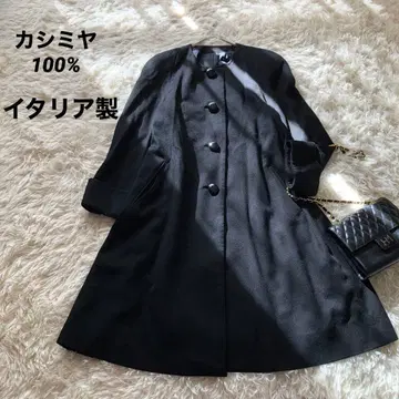 새상품급 이탈리아제 노카라 A라인 롱 코트 캐시미어 100% 블랙