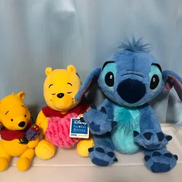 Disney 푸우 2개 + 스티치 봉제 인형