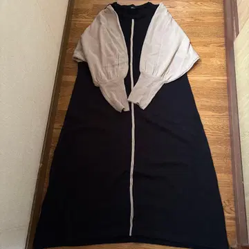 니트 롱 원피스 블랙 베이지