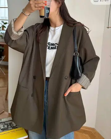 discoat W 브레스 오버 자켓 브라운