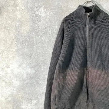 WYM 스웨터 니트 집업 긴팔 그레이 무지 코튼 아크릴