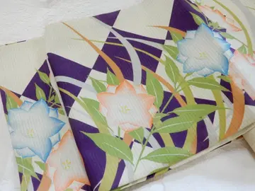 순수 실크 앤티크 오비 명주지 초롱꽃 비침 여름 오비