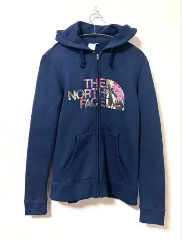 THE NORTH FACE 네이비 후드티 꽃무늬 로고 플라워 프린트