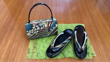 일본풍 패턴 백과 블랙 통굽 일본 나막신 세트 25-25.5