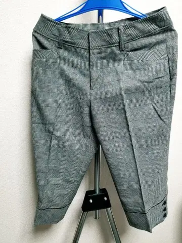 거의 미사용 7부 기장 팬츠 글렌체크