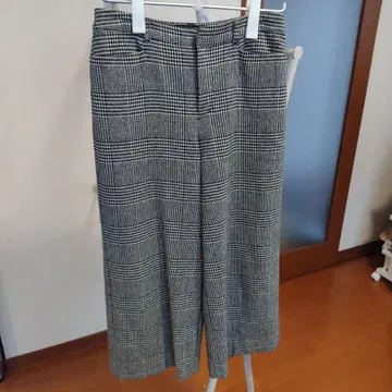 체크 무늬 가우초 팬츠 블랙 화이트