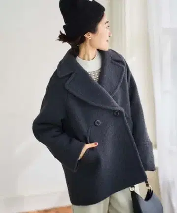 le.coeur blanc 라이트 웨이브 니트 P 코트 다크 그레이