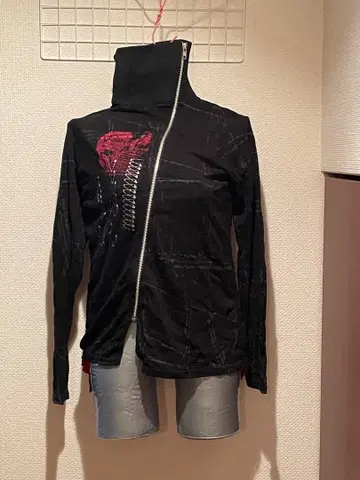 [ h.NAOTO ] 스컬 디자인 지퍼 달린 자켓