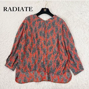 RADIATE 페이즐리 무늬 블라우스 오렌지 계열 루즈핏 프리 사이즈