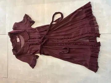 헤이트 앤 애쉬버리 다크 퍼플 프릴 시어 원피스