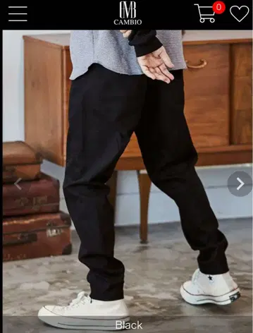 CAMBIO(캄비오) ] 밑단 ZIP 테이퍼드 팬츠 사이즈:S 블랙