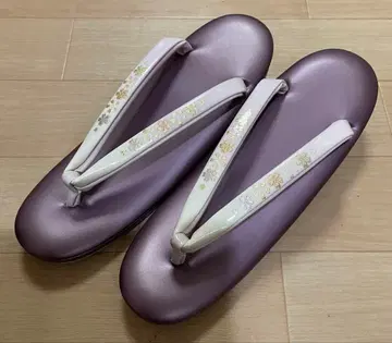 [ 22 ] 일본 의류 조리 보라색 퍼플 꽃무늬 하나오 L 사이즈