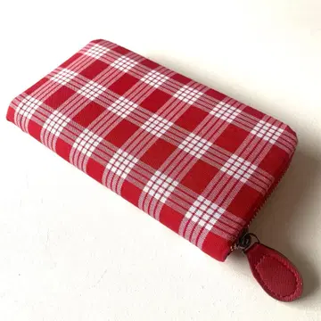 핸드메이드 파라카 체크 빨간색 장지갑 *하와이안* 레드