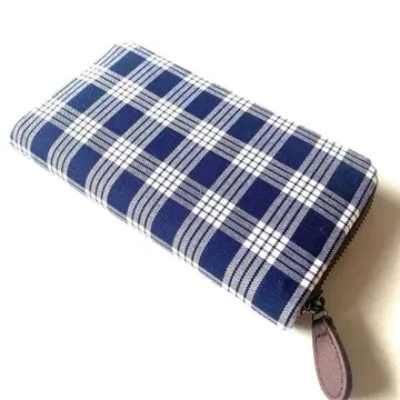 핸드메이드 파라카 체크 네이비 장지갑 *하와이안* 네이비