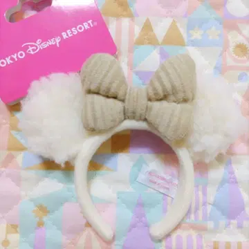 디즈니 키체인 미니 머리띠 화이트 복슬복슬