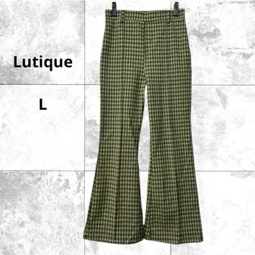 Lutique 크리즈 스티치 플레어 니트 팬츠 하운드투스 스타일업 L